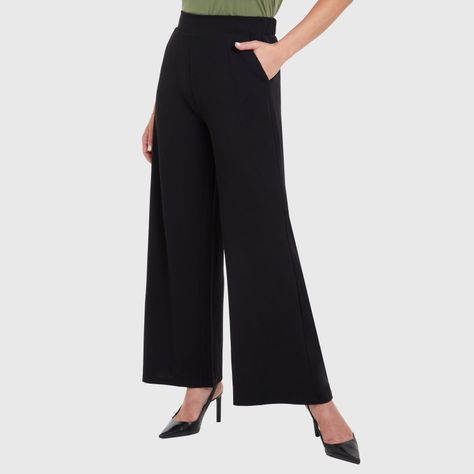 Pantalón Palazzo Pretina Elastica Negro Mujer-1