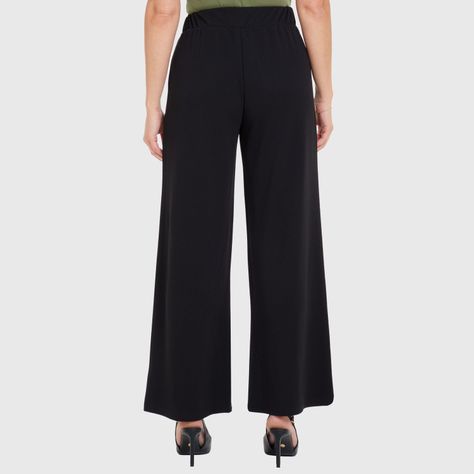 Pantalón Palazzo Pretina Elastica Negro Mujer-2