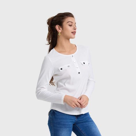 Polera Mujer Pata Botón Rib Liso Crudo Fashion's Park-1