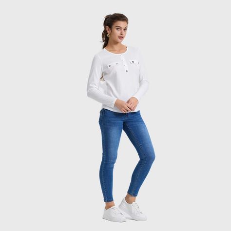 Polera Mujer Pata Botón Rib Liso Crudo Fashion's Park-3