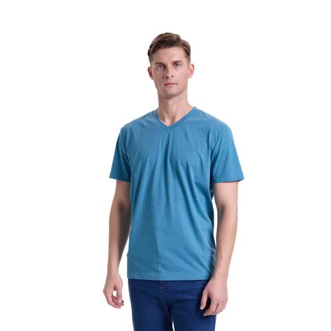 Polera Hombre Cuello V Básica Petroleo Fashion's Park-0