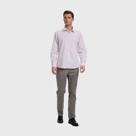 Camisa Hombre Cuello Italiano Lila Claro Fashion's Park-3