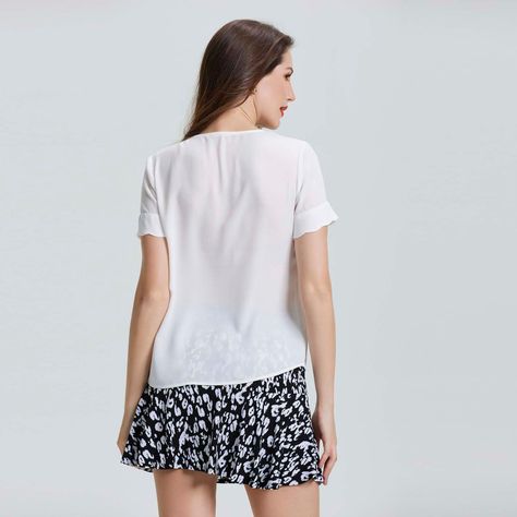 Blusa Con Aplicación Ondulada Negro Mujer-2