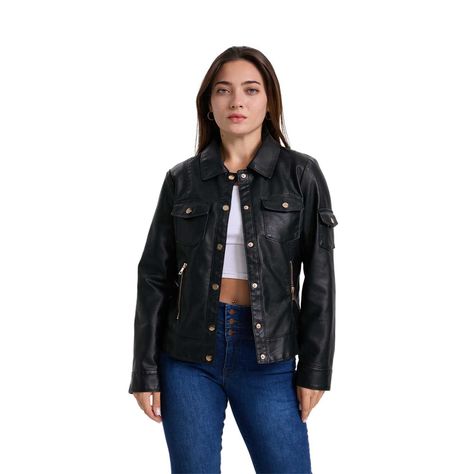 Chaqueta Mujer Pu Abotonado Negro-0