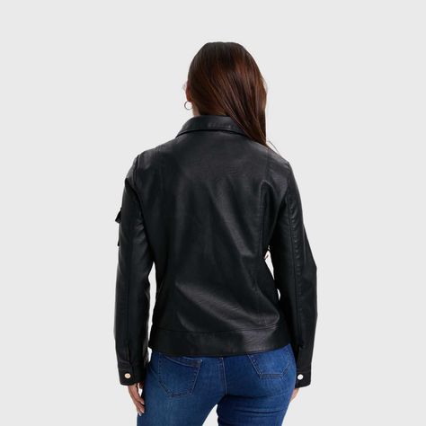 Chaqueta Mujer Pu Abotonado Negro-2