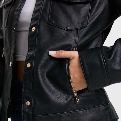Chaqueta Mujer Pu Abotonado Negro-3