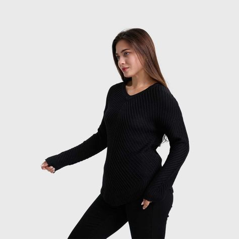 Sweater Mujer Listado Negro-1