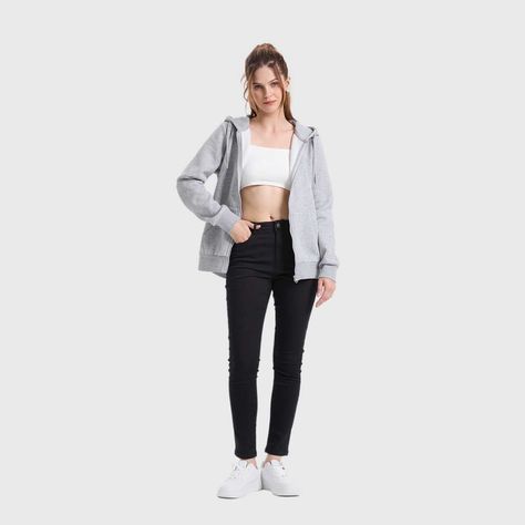 Polerón Mujer Hoodie Gris Melange Fashion's Park-3