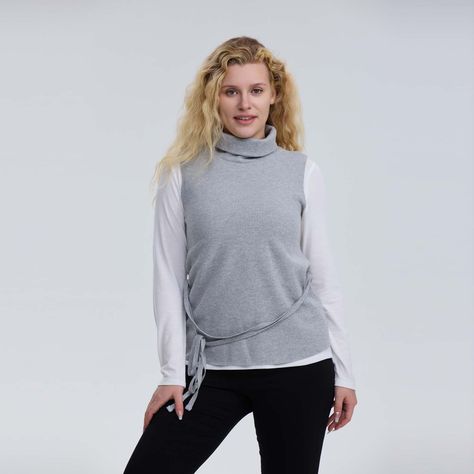 Sweater Mujer Con Amarra Gris Melange-0