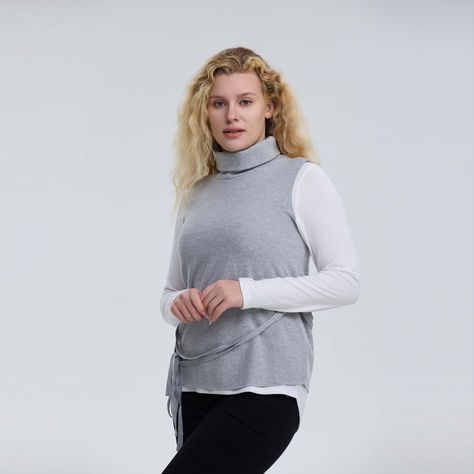 Sweater Mujer Con Amarra Gris Melange-1