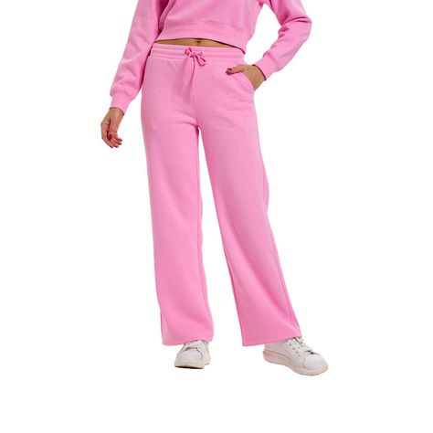 Pantalón Mujer Strass Wide Leg Rosado Fashion's Park-0
