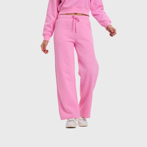 Pantalón Mujer Strass Wide Leg Rosado Fashion's Park-1
