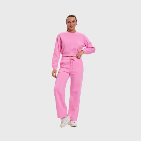 Pantalón Mujer Strass Wide Leg Rosado Fashion's Park-3