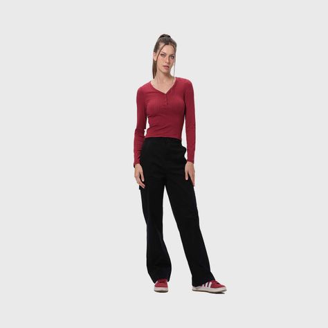 Polera Mujer Abotonada Burdeo Fashion's Park-3