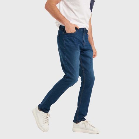 Jeans Hombre Slim Con Polar Azul Oscuro-1