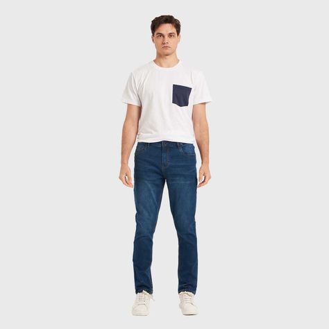 Jeans Hombre Slim Con Polar Azul Oscuro-3