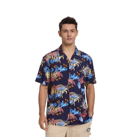 Camisa Hombre Full Print Tropical Azul Fashion's Park-0