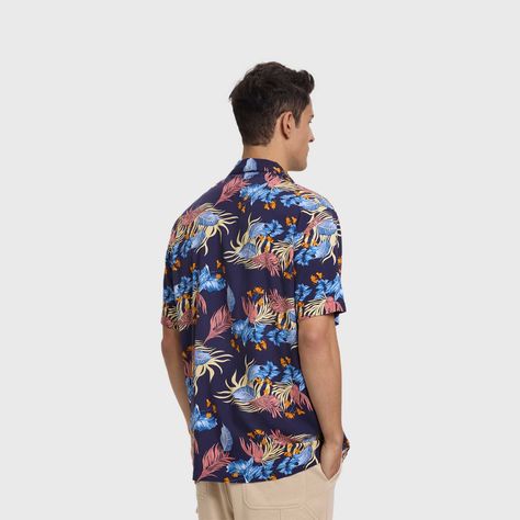 Camisa Hombre Full Print Tropical Azul Fashion's Park-2