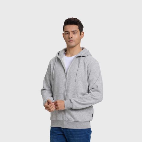 Polerón Hombre Full Zipper Gris Melange Fashion's Park-1