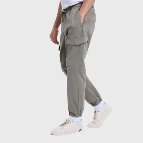 Pantalón Hombre Cargo Gabardina Verde Militar-1