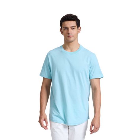 Polera Hombre Long Fit Básica Turquesa Claro Fashions Park-0