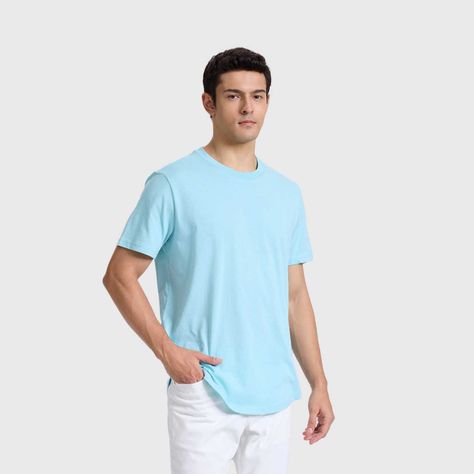Polera Hombre Long Fit Básica Turquesa Claro Fashions Park-1