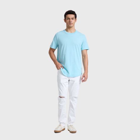 Polera Hombre Long Fit Básica Turquesa Claro Fashions Park-3