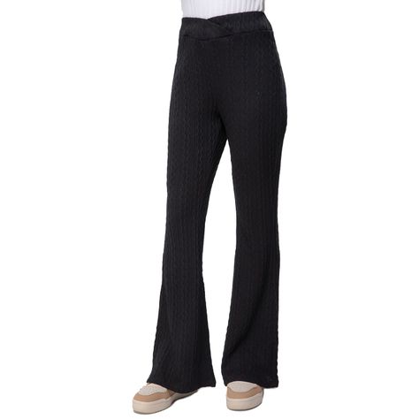 Pantalón Acanalado Negro Mujer Fashion's Park-0