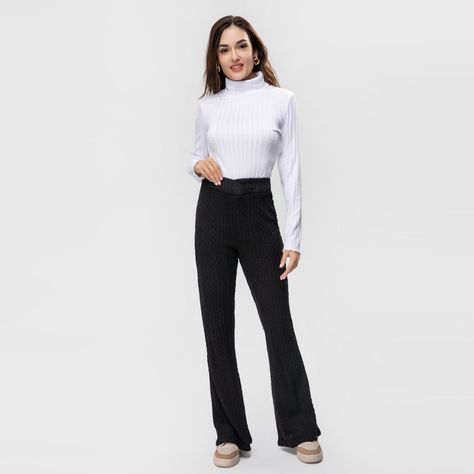 Pantalón Acanalado Negro Mujer Fashion's Park-3