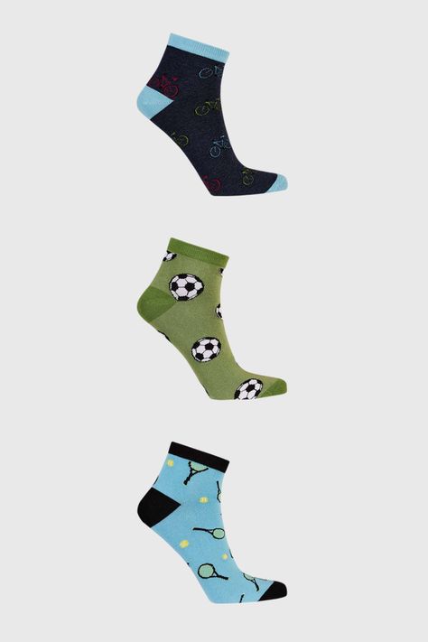 Calceta Hombre Tripack Deportiva Azul Claro Fashion's Park-0