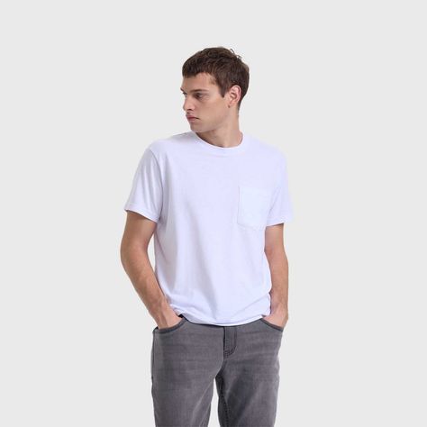 Polera Hombre Básica Con Bolsillo Blanco Fashion's Park-1