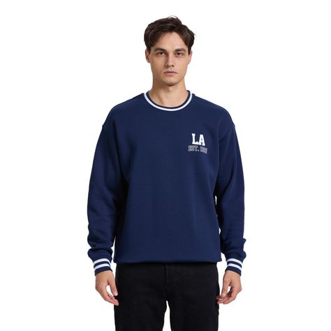 Polerón Hombre Print College Azul-0
