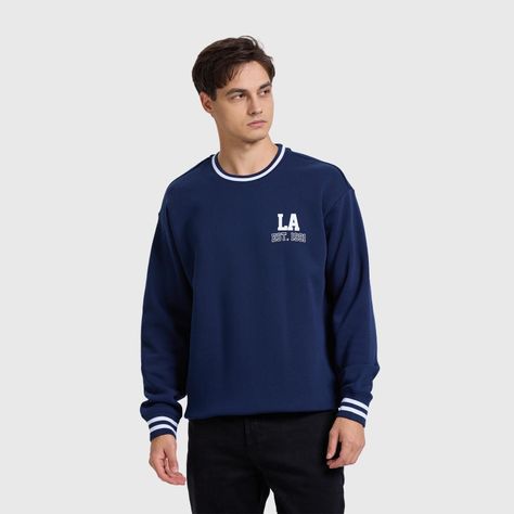 Polerón Hombre Print College Azul-1