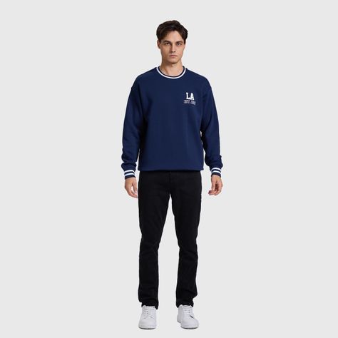 Polerón Hombre Print College Azul-3