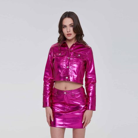 Chaqueta Mujer Brillante Fucsia-0