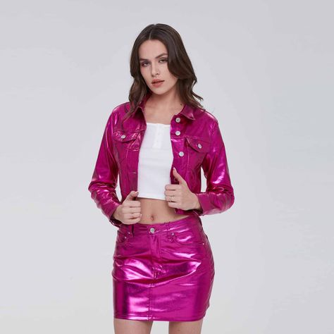 Chaqueta Mujer Brillante Fucsia-1