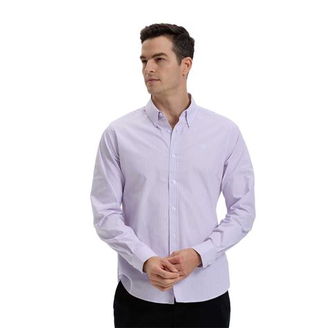 Camisa Hombre Slim Fit Rayas Lila Claro-0