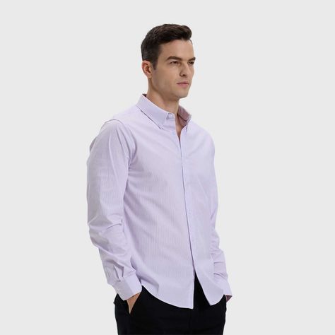 Camisa Hombre Slim Fit Rayas Lila Claro-1