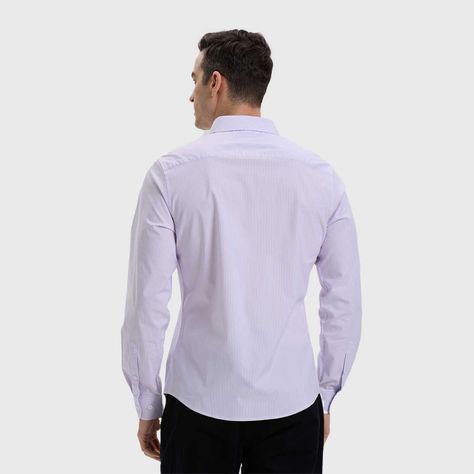 Camisa Hombre Slim Fit Rayas Lila Claro-2