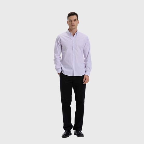 Camisa Hombre Slim Fit Rayas Lila Claro-3