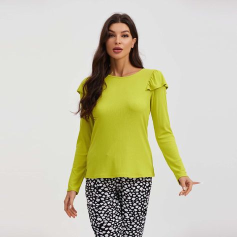 Polera Mujer Rib Manga Vuelo Verde-0