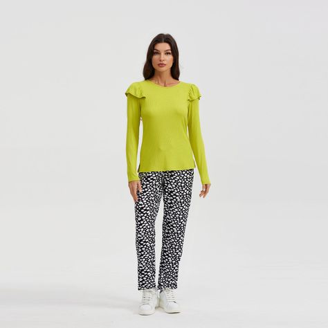 Polera Mujer Rib Manga Vuelo Verde-3