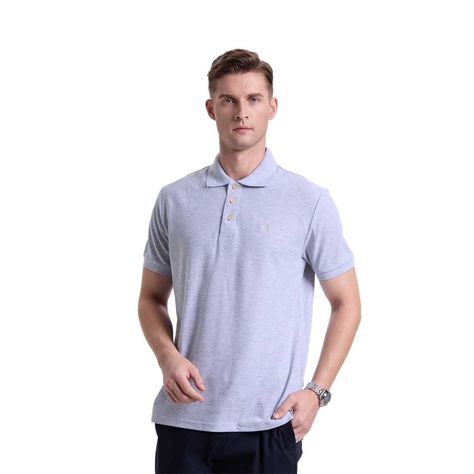 Polera Hombre Pique Básica Lisa Gris Melange Fashion's Park-0