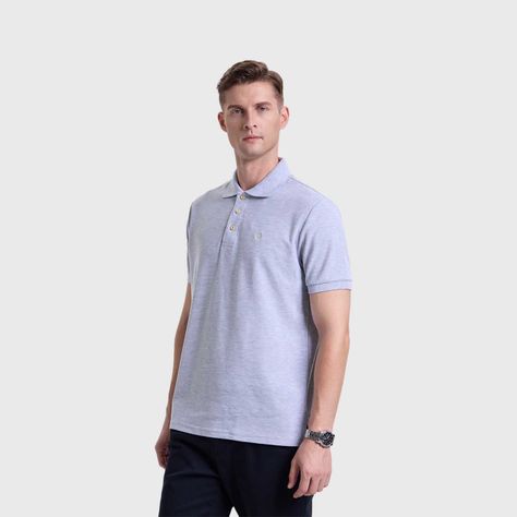 Polera Hombre Pique Básica Lisa Gris Melange Fashion's Park-1