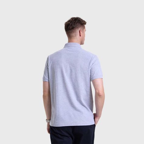 Polera Hombre Pique Básica Lisa Gris Melange Fashion's Park-2