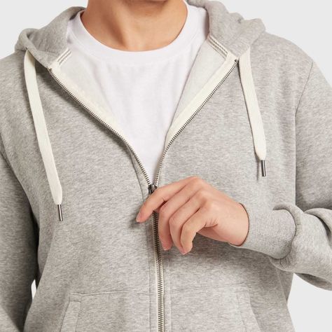 Polerón Hombre Hoodie Básico Full Gris-3