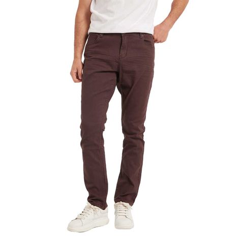 Jeans Hombre Slim Color Berenjena Oscuro-0