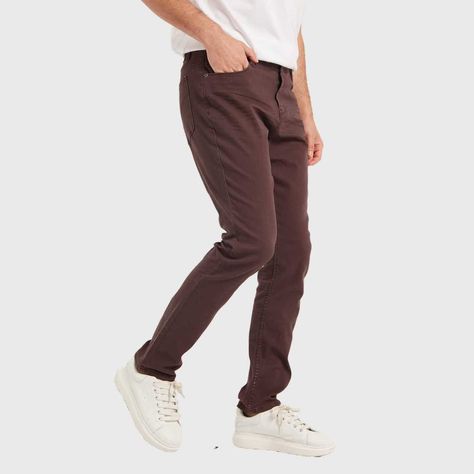 Jeans Hombre Slim Color Berenjena Oscuro-1