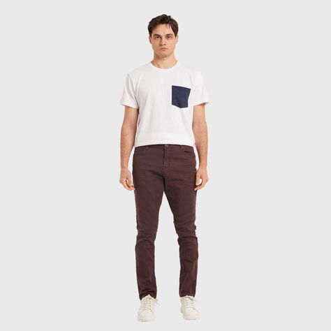 Jeans Hombre Slim Color Berenjena Oscuro-3