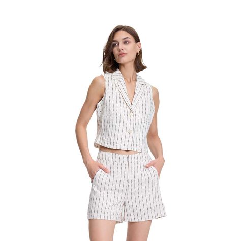 Blazer Mujer Lino Rayado Con Lurex Crudo Fashions Park-0
